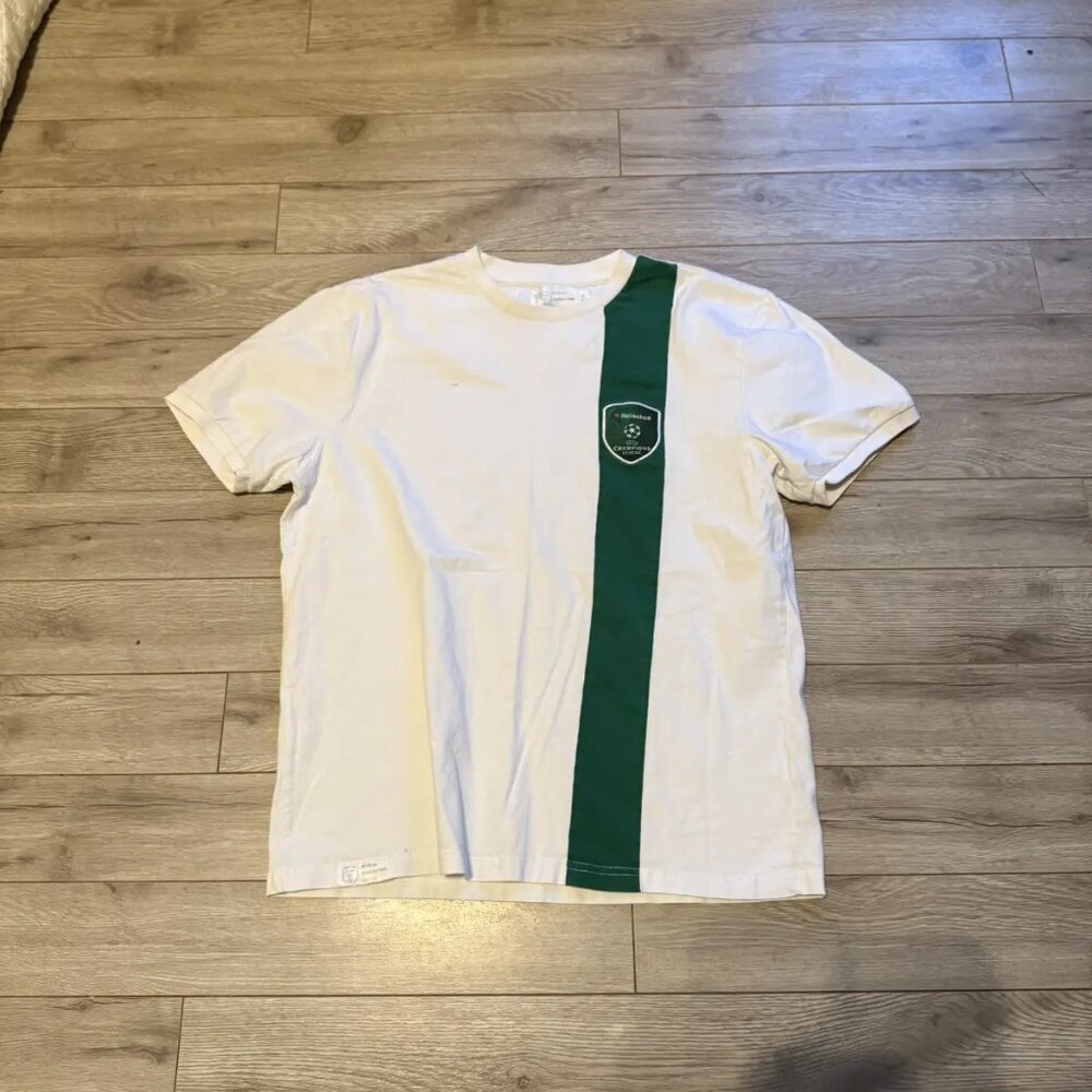 heineken white and green soccer tee